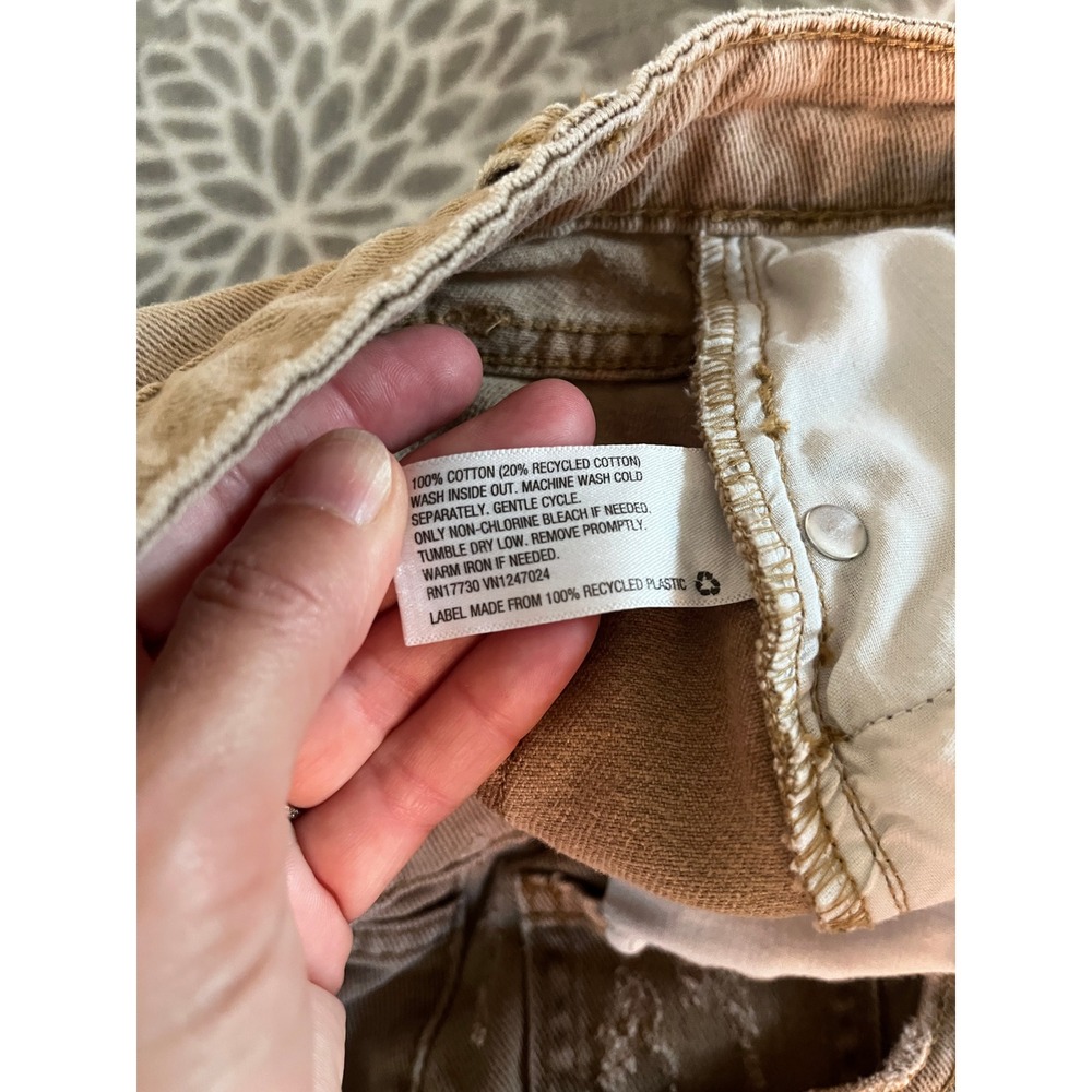 Tan Denim High Rise Shorts size 0 Cutoff Khaki Everyday Casual Boho Indie Earthy - Picture 6 of 7